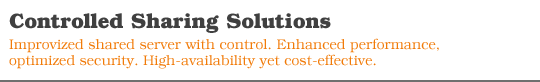 Improvized shared server with control. Enhanced performance, optimized security. High-availability yet cost-effective.